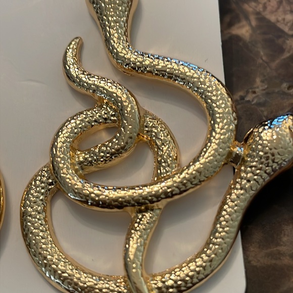 Akira Elegant Gold Swirl Snake Earrings - Picture 11 of 14